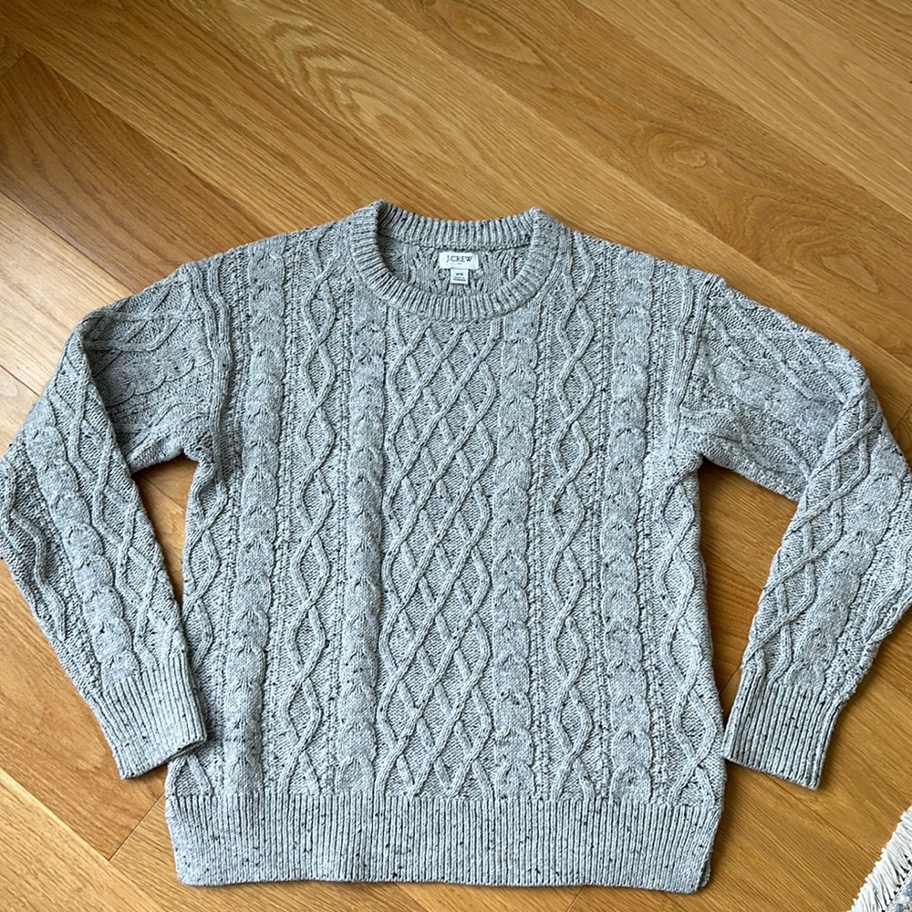 Jcrew grey cable knit sweater